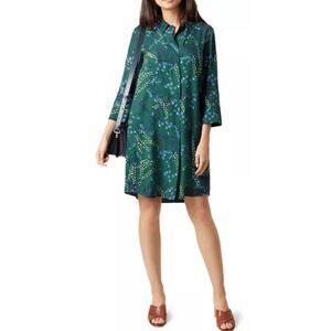 HOBBS LONDON Marci Floral Print Shirt Dress Green Relax Casual Women's 14